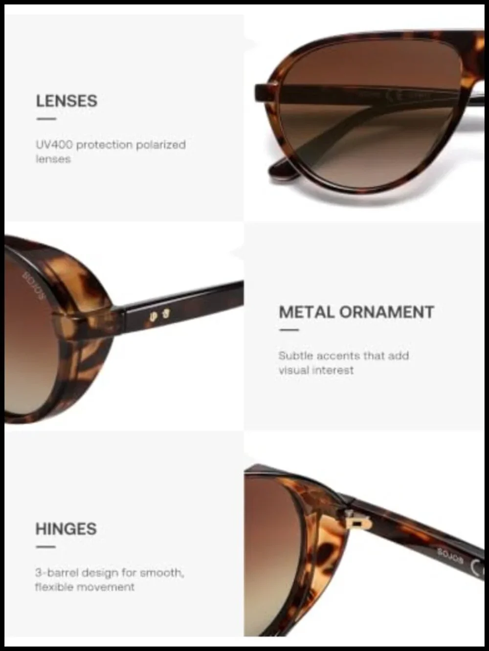 Retro Polarized Aviator Sunglasses Wrap Around UV400 TAC Lens